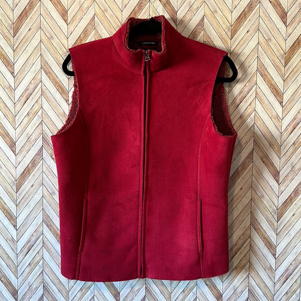 Lands’ End Women’s Vest Small Faux Suede Raw Edge